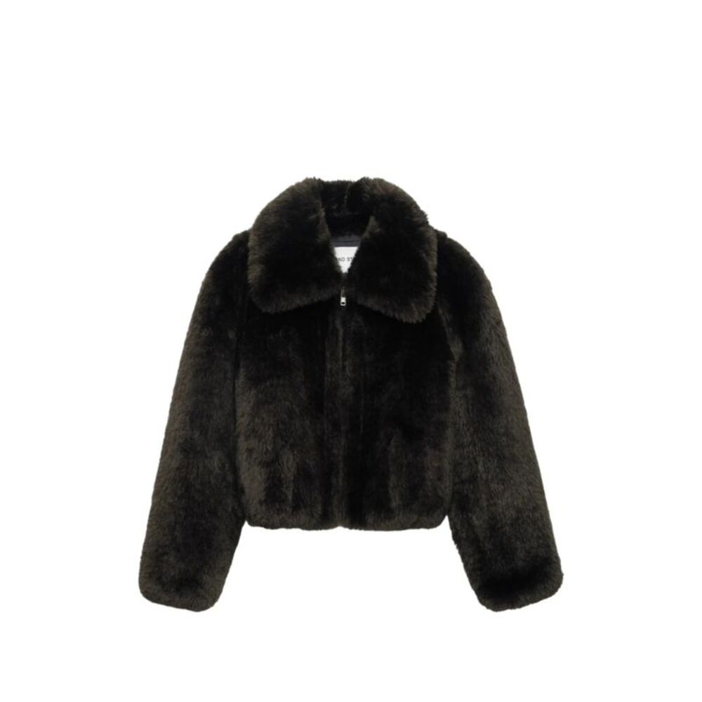Stand Brown Jackets - Faux Fur & Shearling Jackets Women